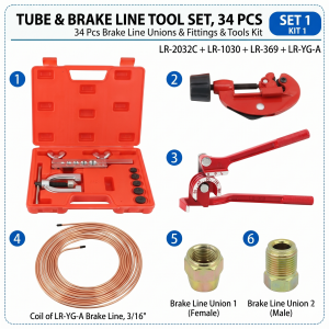 Wholesale 34-Piece Automotive Brake Line Flaring & Tubing Kit