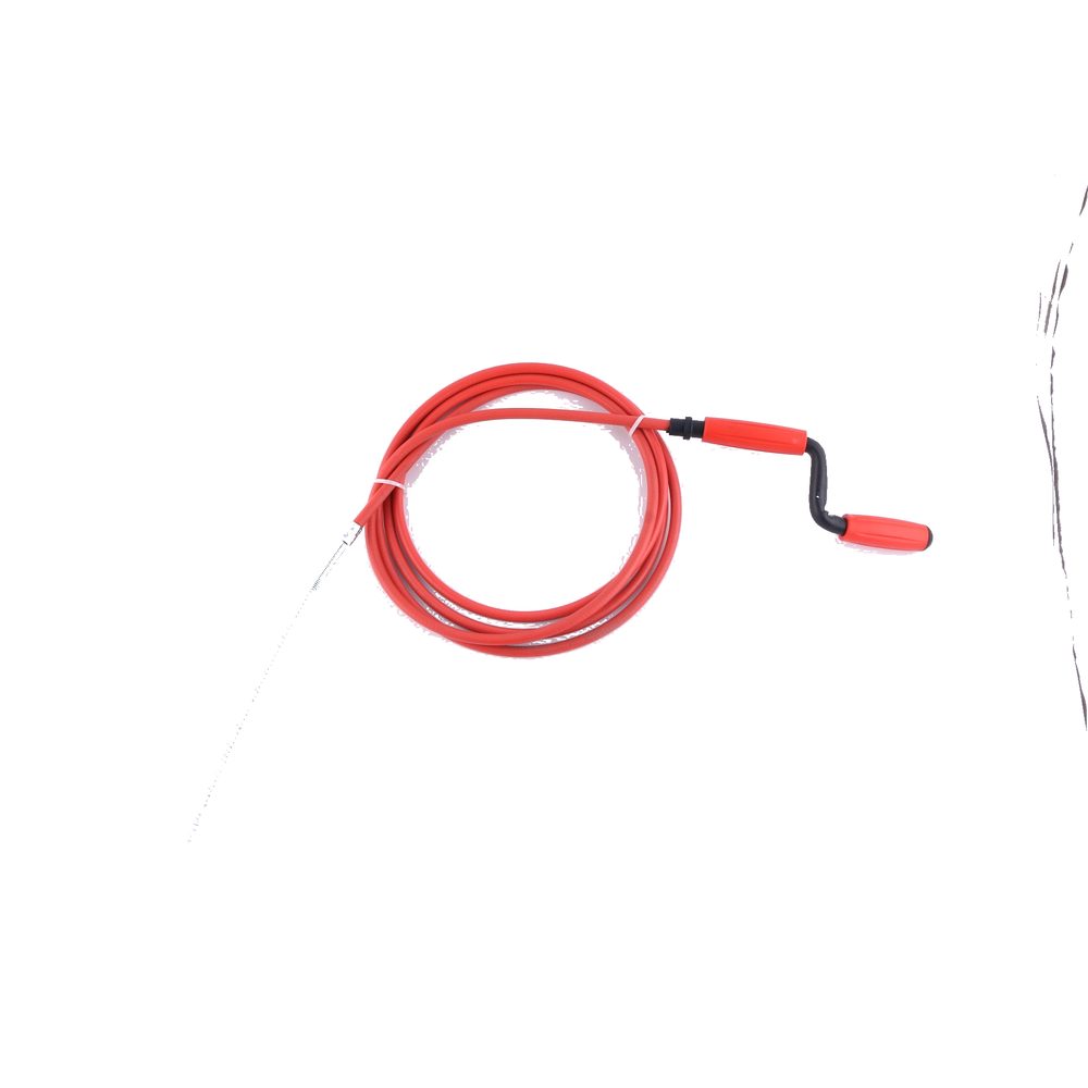 JQ-003 manual rotary drain auger 5 m coil with hand crank and red PVC cable